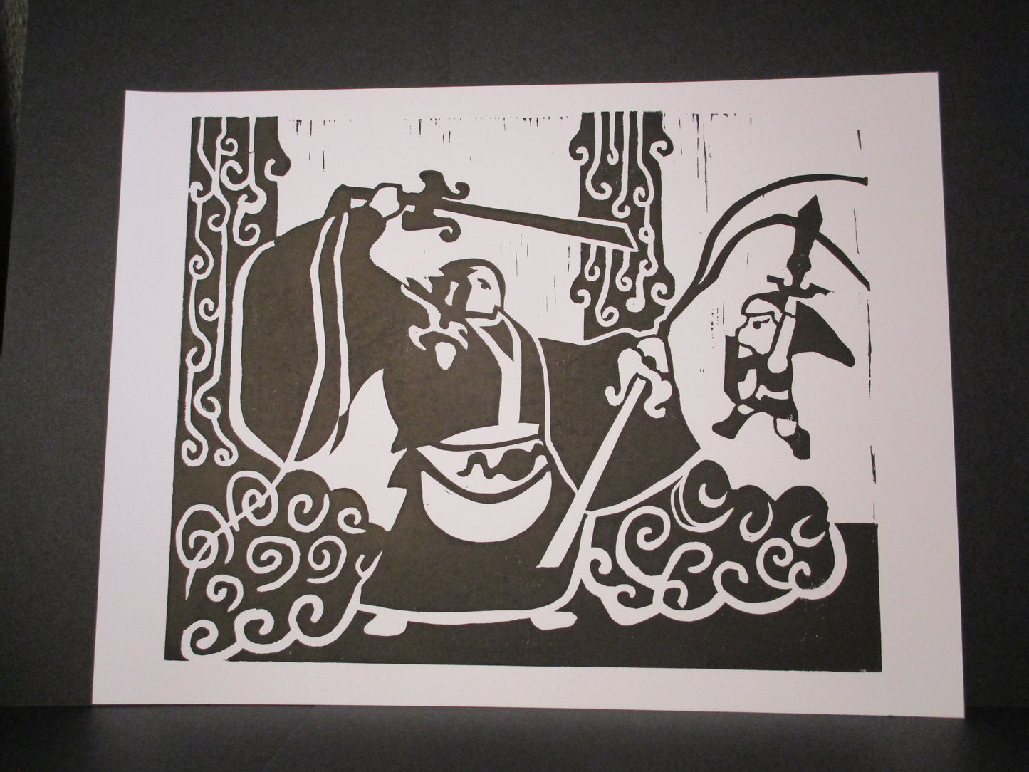 Single Block Linocut Print - The Great Battle