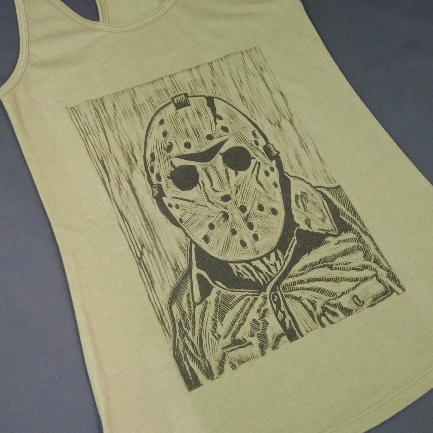 Block Printed Women's Tank: Jason Voorhees