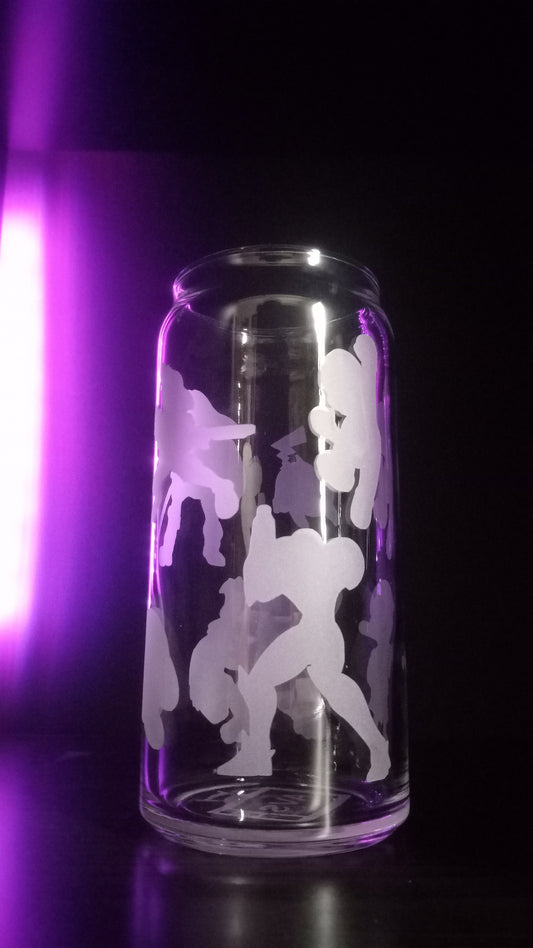 20oz Can-Style Etched Glass - Super Smash Bros