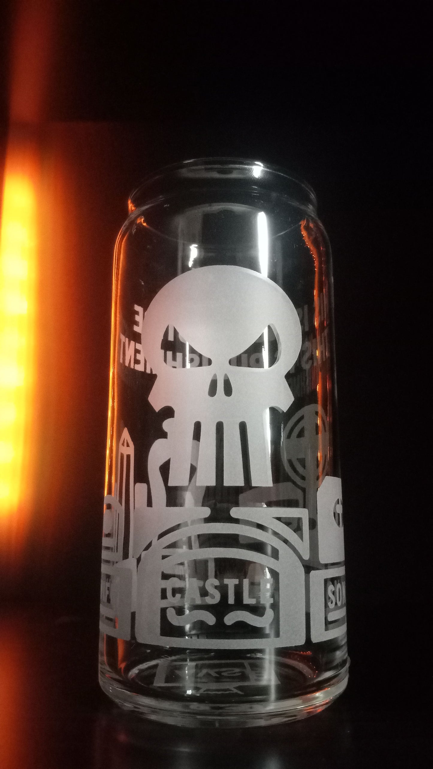 20oz Can-Style Etched Glass - Punisher