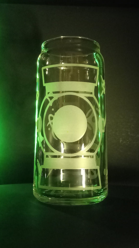 20oz Can-Style Etched Glass - Green Lantern