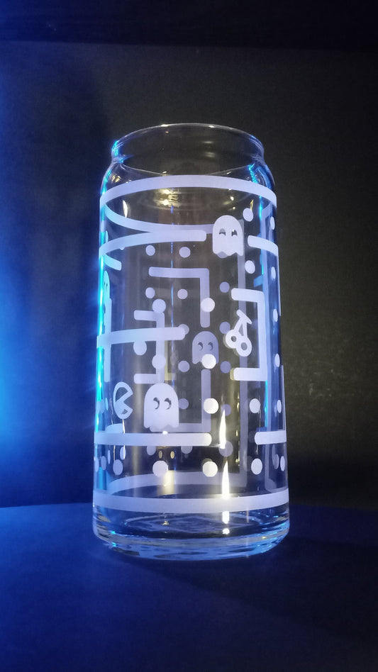 20oz Can-Style Etched Glass - Pacman
