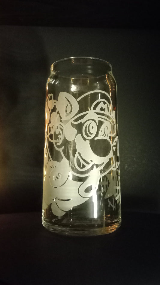 20oz Can-Style Etched Glass - Super Mario Bros 3