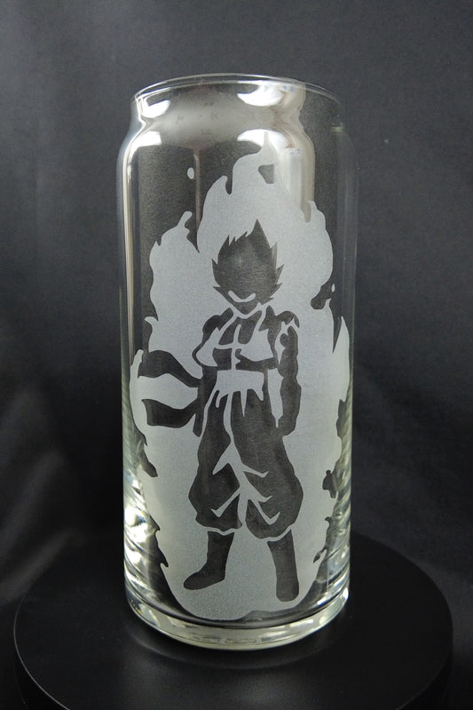 20oz Can-Style Etched Glass - Gogeta