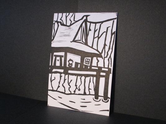 Multi-Block Linocut Print - Outset Island Postcard