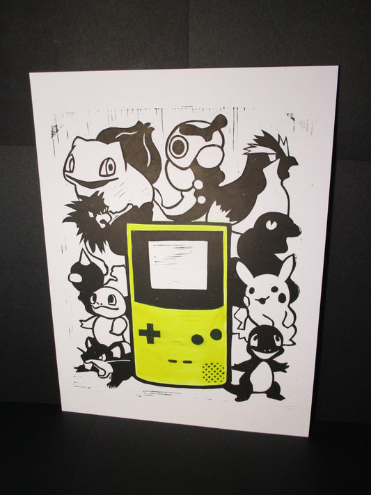 Multi-Block Linocut Print - Gameboy Color