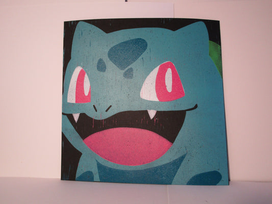 Multi-Block Linocut Print - Bulbasaur