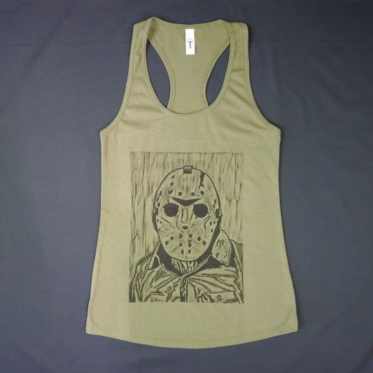 Block Printed Women's Tank: Jason Voorhees