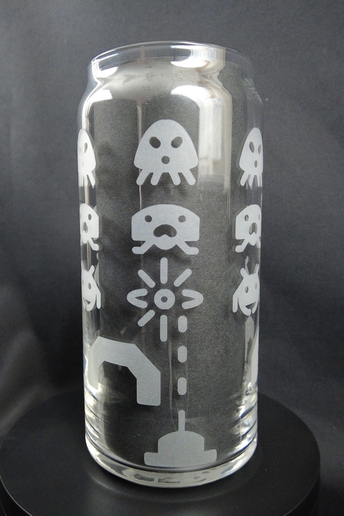 20oz Can-Style Etched Glass - Space Invaders/Galaga